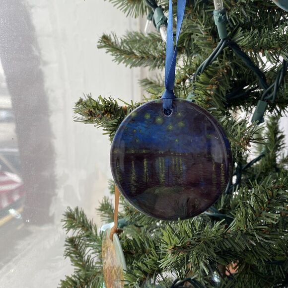 Van Gogh Over the Rhone Keepsake Ornament RainCaper Double Sided 3" PorcelainNEW - Picture 3 of 6